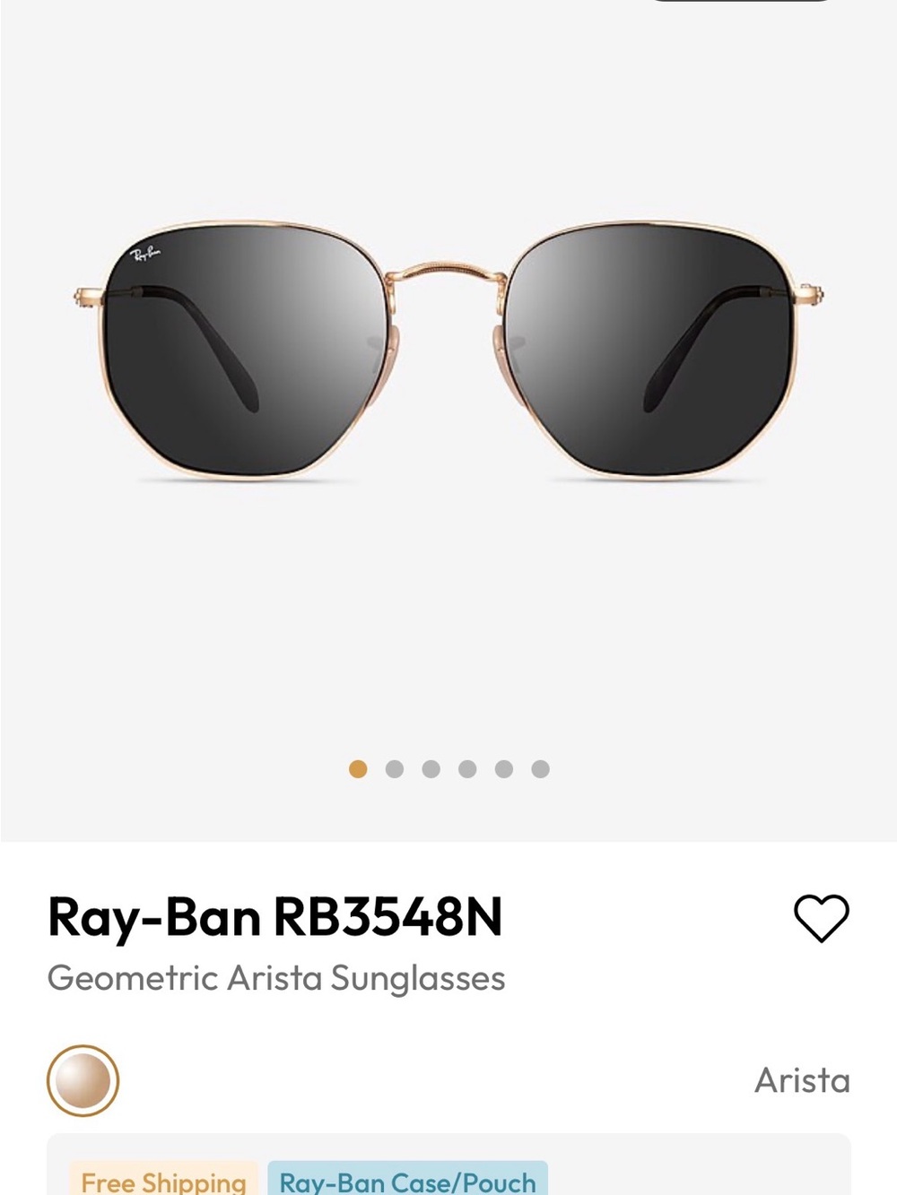 Ray-Ban Gold Frame Sunglasses with Black Lenses